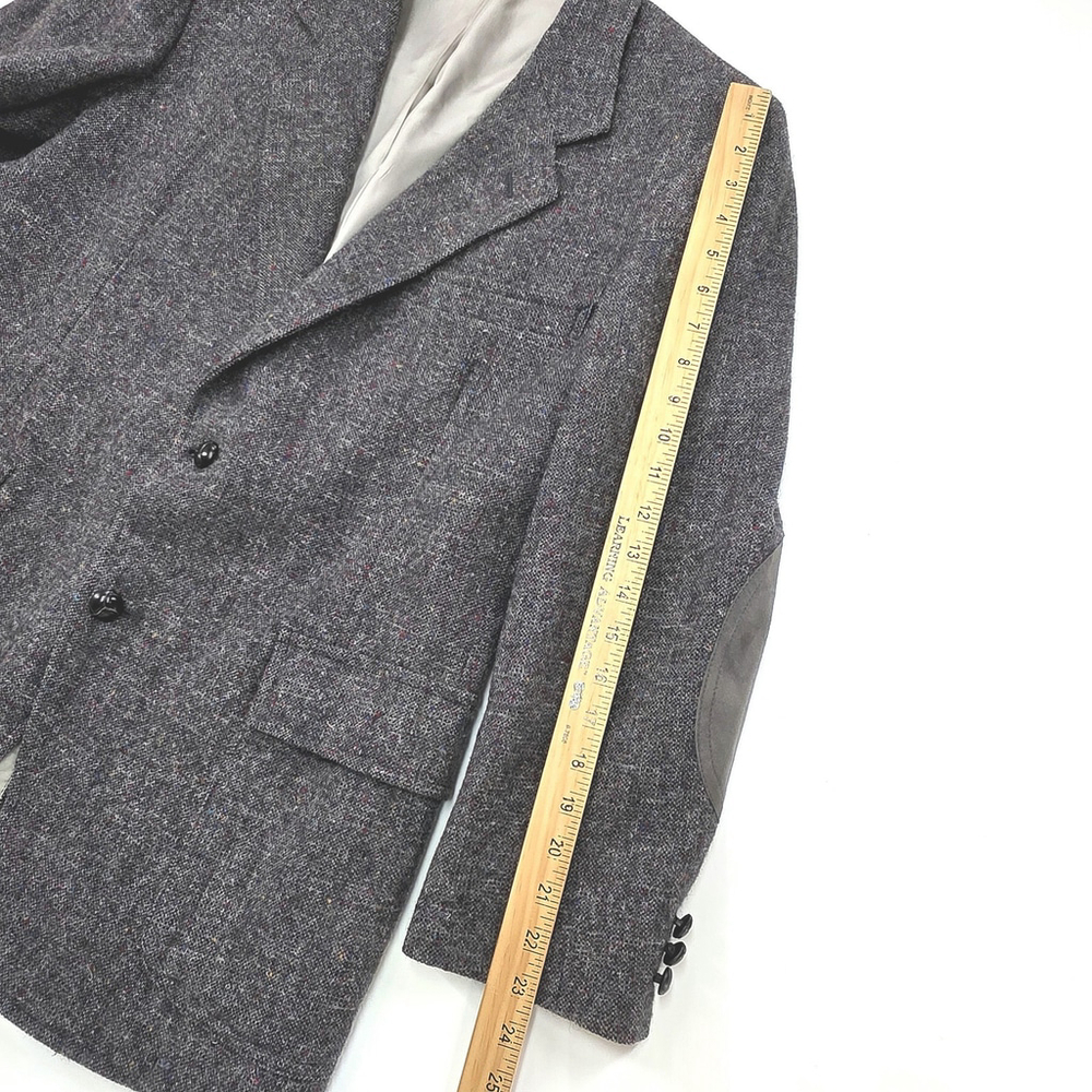 Pendleton Tweed Blazer Size 43 Men Gray Suede Elbow Patch USA Americana - Picture 13 of 16